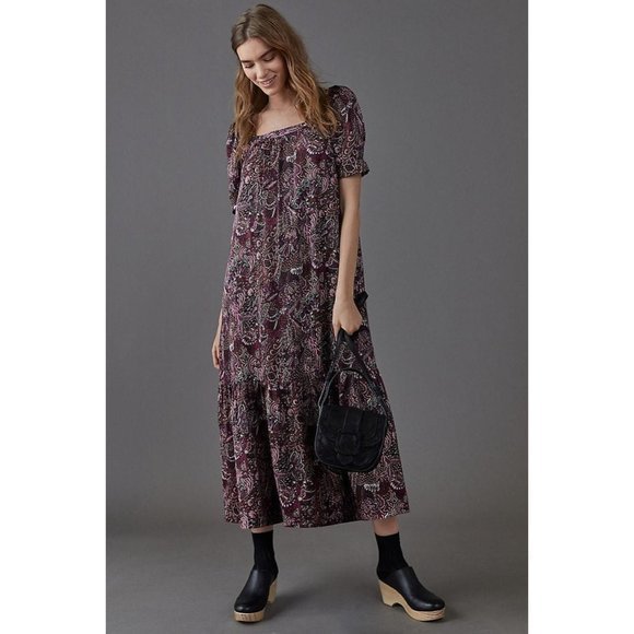 NWT Anthropologie Lisabetta Maxi Dress Purple Paisley Extra Small XS - Picture 2 of 14